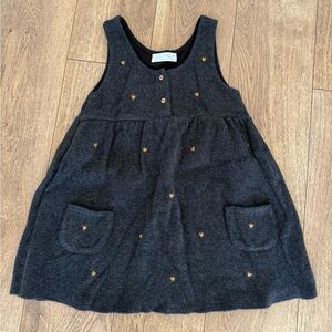 Zara Kids Charcoal Girls Dress with Gold Heart Accents